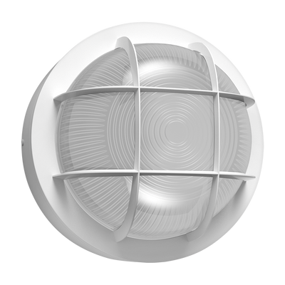 RAB Lighting BULKH Wall Sconce, 15/12/9W, CCT Selectable, Photocell, Round, White, BULKH15RW
