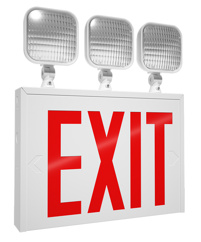 RAB Lighting NYC Approved LED Exit Emergency Combo, Remote Capable, Red Letters, 120/277V, ECOMBO-NY