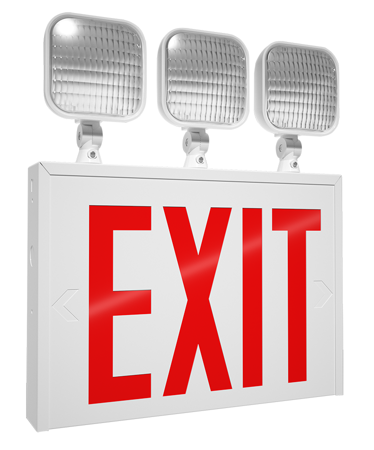 RAB Lighting NYC Approved LED Exit Emergency Combo, Remote Capable, Red Letters, 120/277V, ECOMBO-NY