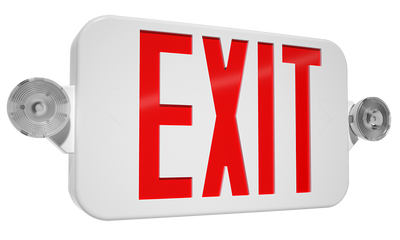 RAB Lighting ECOMBO34 Combo Exit Sign, 2 Heads, Red/Green Letter, White Housing