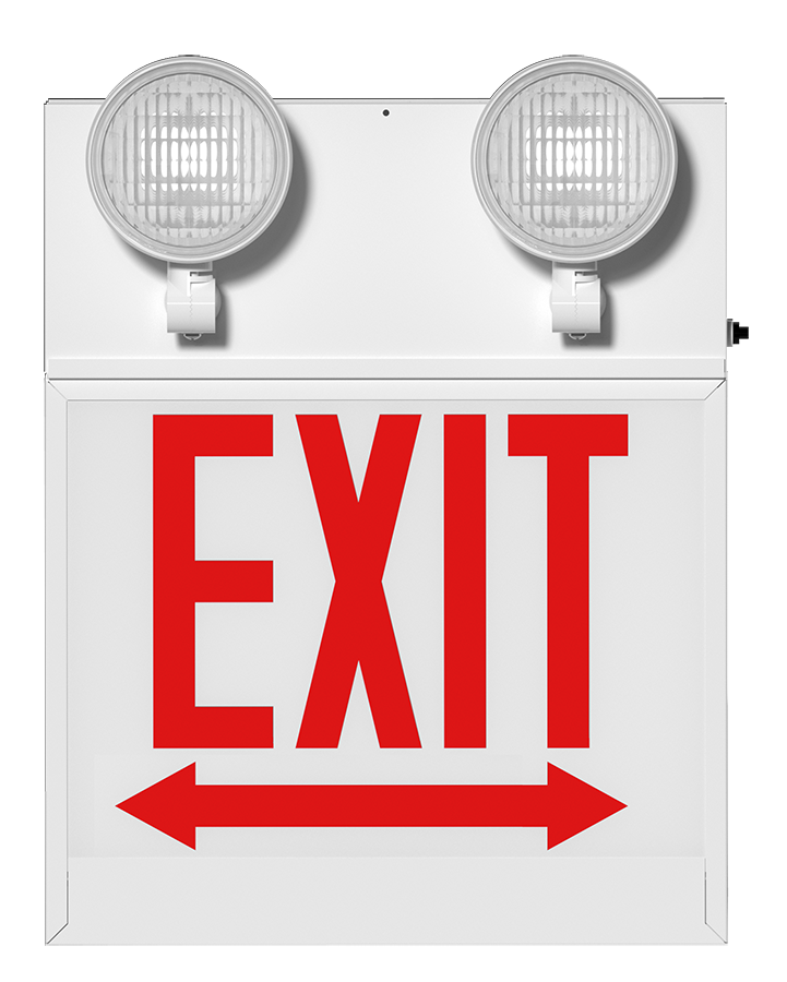RAB Lighting Chicago Approved LED Exit Emergency Combo, Red Letters, 120/277V, ECOMBO-LRACH