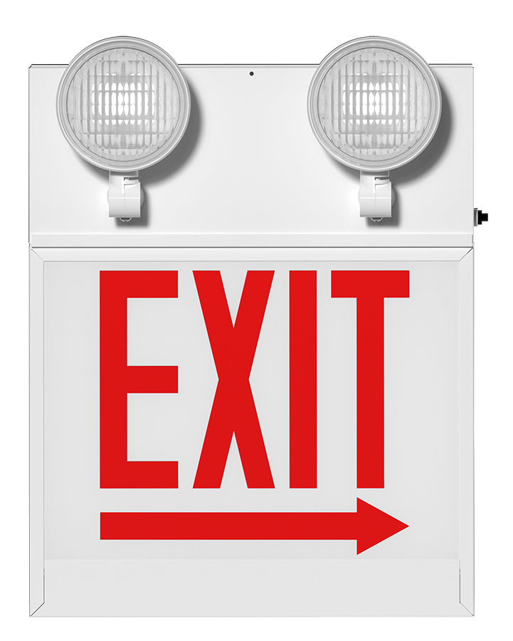 RAB Lighting Chicago Approved LED Exit Emergency Combo, Single Face, Remote Capable, Red Letters, 120/277V, ECOMBO-1RARCH