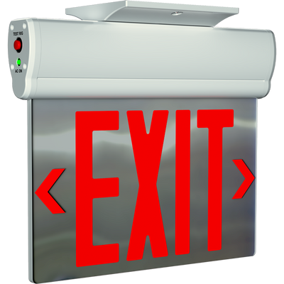 RAB Lighting ELS-MP Edgelit Exit Sign, 2 Faces, Red/Green Letter, Mirror Panel, White