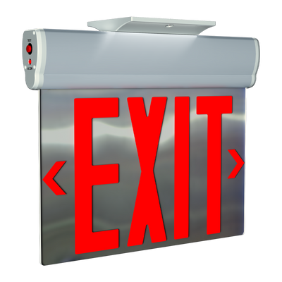 RAB Lighting ELSNYC-MP Edgelit NY Exit Sign, 2 Faces, Red Letter, Mirror Panel, Aluminum