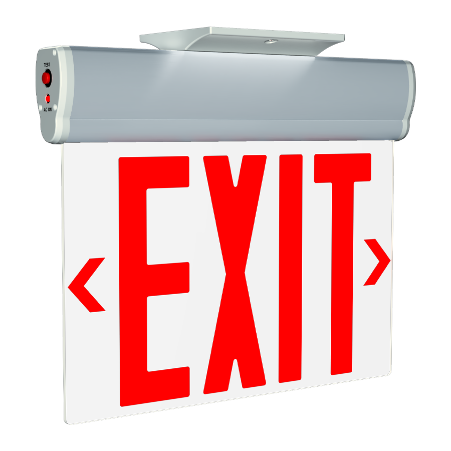 RAB Lighting ELSNYC Edgelit NY Exit Sign, 1 Face, Red Letter, Clear Panel, Aluminum