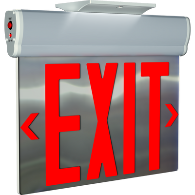 RAB Lighting ELXNYC-MP Edgelit NY Exit Sign, 2 Faces, Red Letter, Mirror Panel, Silver
