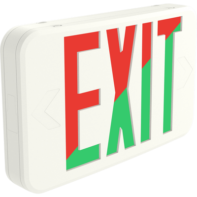 RAB Lighting Contractor+ Exit Universal Faces, Red/Green, White, EXIT34-RG