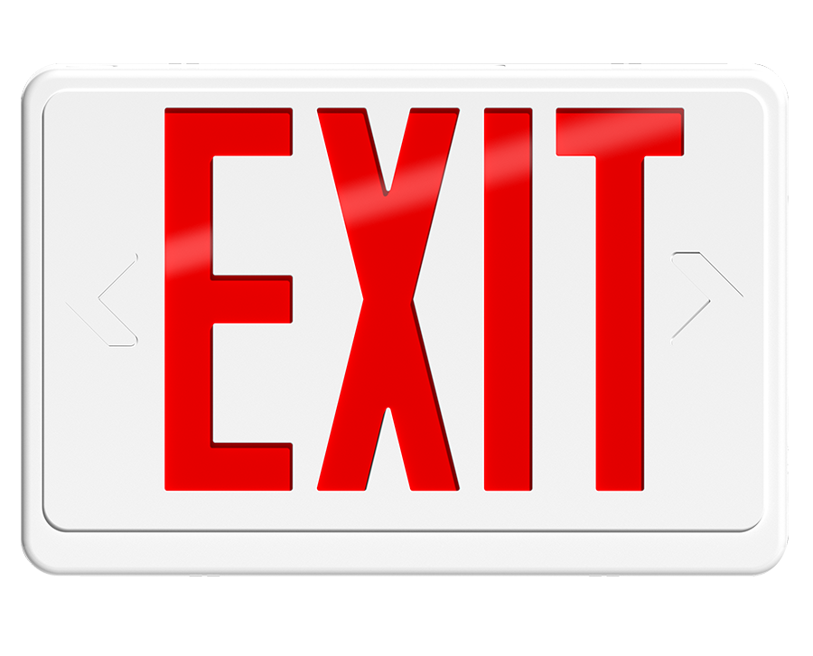 RAB Lighting LED Exit Sign, Remote Head Capable, Battery Backup, Red Letters, 120/277, EXIT-R