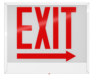 RAB Lighting Chicago Exit Sign, 1-Face, Red Legend, Right Arrow, White, EXIT-1RACH