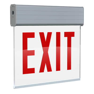 RAB Lighting Edgelit Chicago Approved LED Exit Sign, Double Face, Battery Backup, White / Aluminum, 120/277, EXITEDGE-WPCH-E