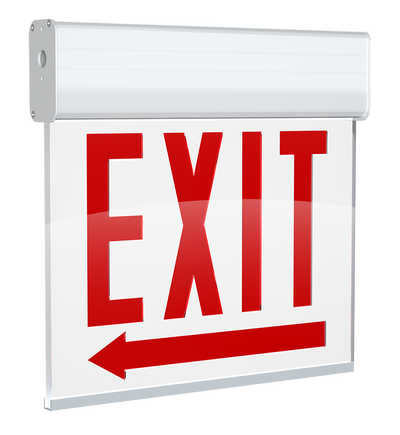 RAB Lighting EXITEDGE Chicago Exit Sign, 1-Face, Left Arrow, White, EXITEDGE-1WPWLACH