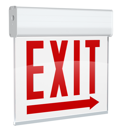 RAB Lighting EXITEDGE Chicago Exit Sign, 1-Face, White Panel, White Housing, Right Arrow