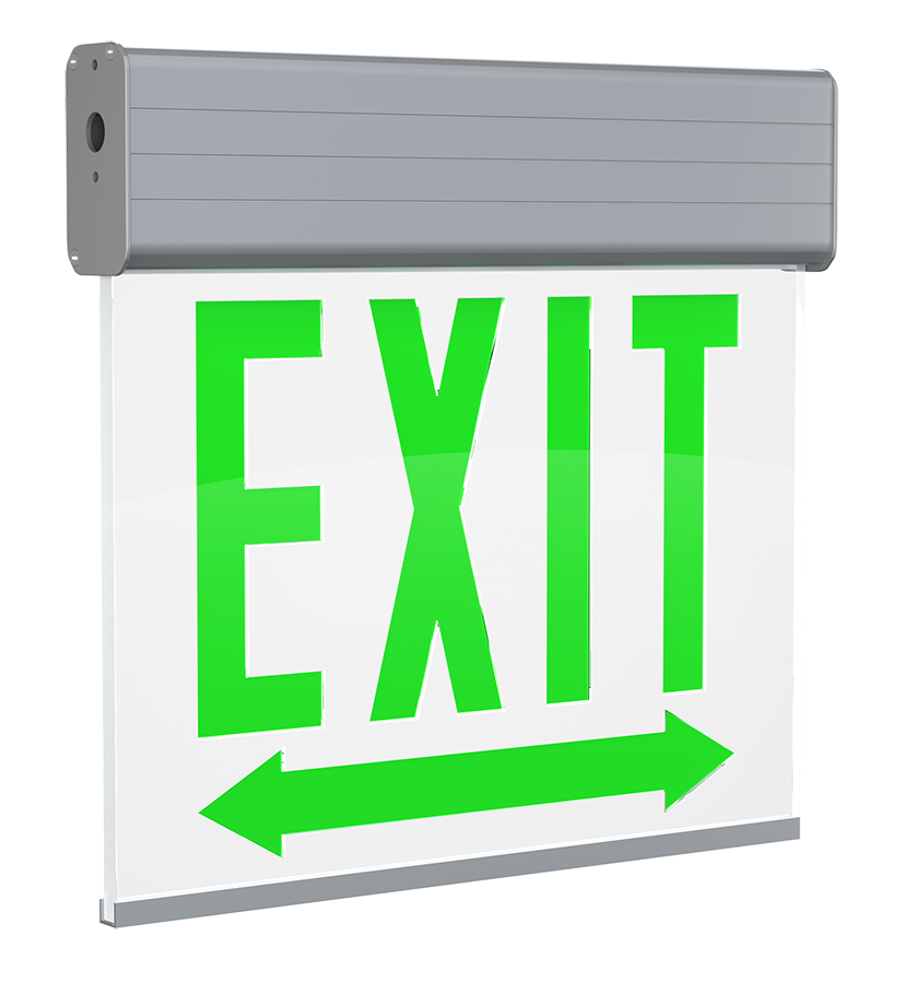 RAB Lighting EXITEDGE Chicago Exit Sign, 2-Face, Double Arrow, White, EXITEDGE-WPDACH