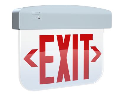 RAB Lighting Ultra Economy Edgelit Exit Sign, 1-Face, No Arrow, Red Letters, White, EXITEDGE34-1W