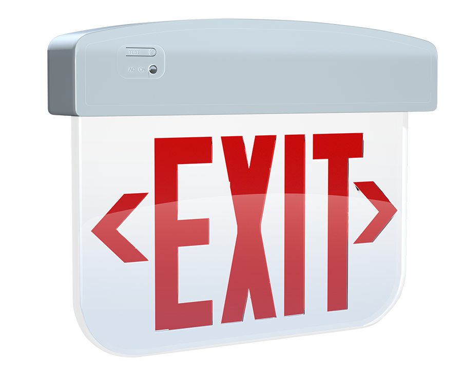 RAB Lighting Ultra Economy Edgelit Exit Sign, 1-Face, No Arrow, Red Letters, White, EXITEDGE34-1W