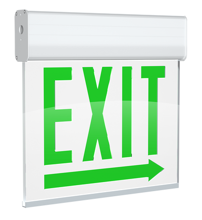 RAB Lighting Edgelit Chicago Approved LED Exit Sign, Single Face, Battery Backup, White / White, 120/277, EXITEDGE-1WPWRACH-E