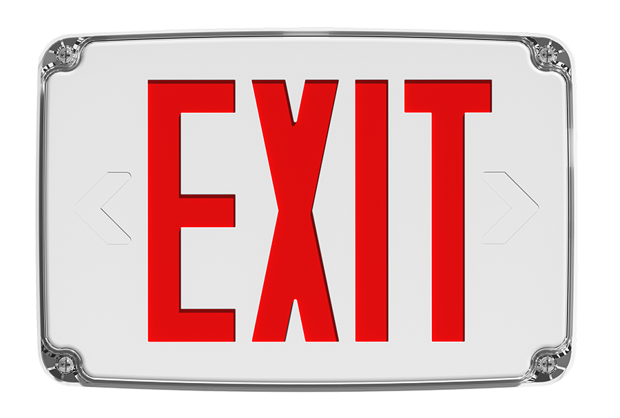 RAB Lighting Outdoor Exit Sign, 1-Face, Red Letters, Wet Rated, White, EXITOUT