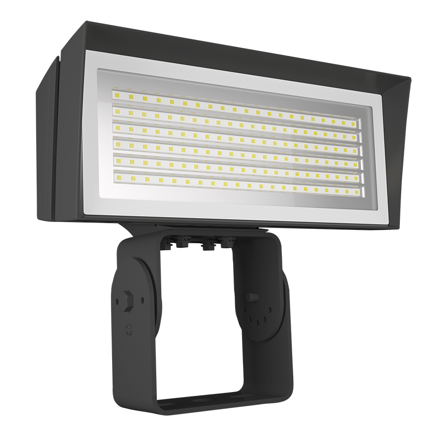 RAB Lighting FFLED LED Flood Light, Trunnion Mount, Button Photocell, CCT Selectable, 8,138 thru 10,813 Lumens, 120-277V, Bronze, FFLEDMT/PCU