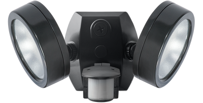 RAB Lighting LESLIE Dual Head LED Flood Light with Mini Sensor, 2 x 13W, 4000K, 120V, Bronze, SMSLES2X13N