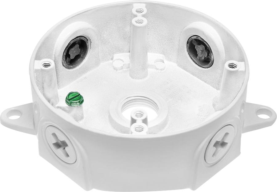 RAB Lighting Weatherproof Round Box, 3/4 Inch Tap, White, No Cover, VXCW-3-4