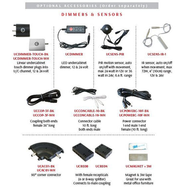 Westgate LED Undercabinet Lighting Accessories , UCCOP-3F-WH