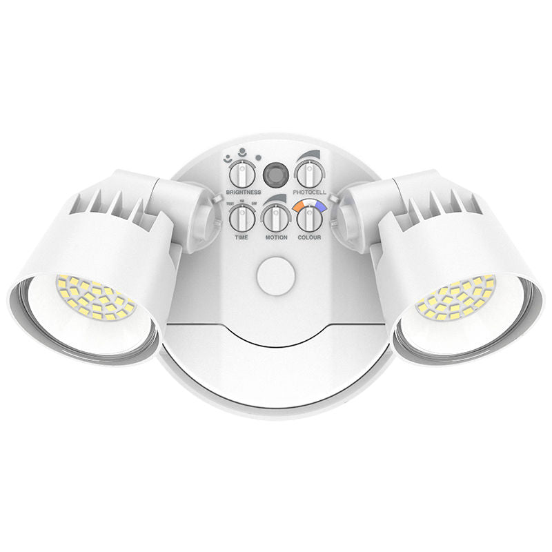 Westgate Mfg SLX 2-Head Security Flood Light, 16-25W, CCT Selectable, IP65, White, SLX-2H-MCTP-WH-P