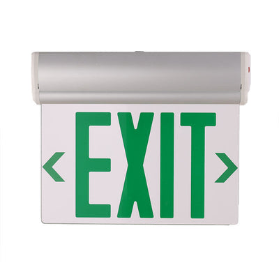 Westgate Mfg Edge-Lit Exit Sign, Single Face, Green Letters Clear Panel, White Housing, XT-EL1GCA-EM-WH