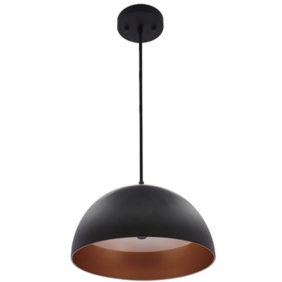 Westgate Mfg Modern Dome Pendant, 40W, CCT Selectable, CRI 90, TRIAC, 20 In., Black with Gold Interior, LCFD-20-MCT5-BG