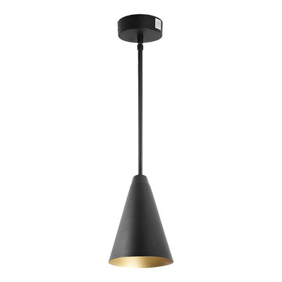 Westgate Mfg Cone Pendant, 7 In., 6/9/12W, 30/40/50K, 5 Ft. Downrod, Black/Gold, LCFS-MCT-BK
