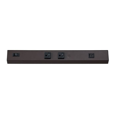 Westgate Mfg Angled Power Strip, 18 In., 2 Receptacle, 1 USB, 20A, Bronze, PSA-18-2R-1U-BR