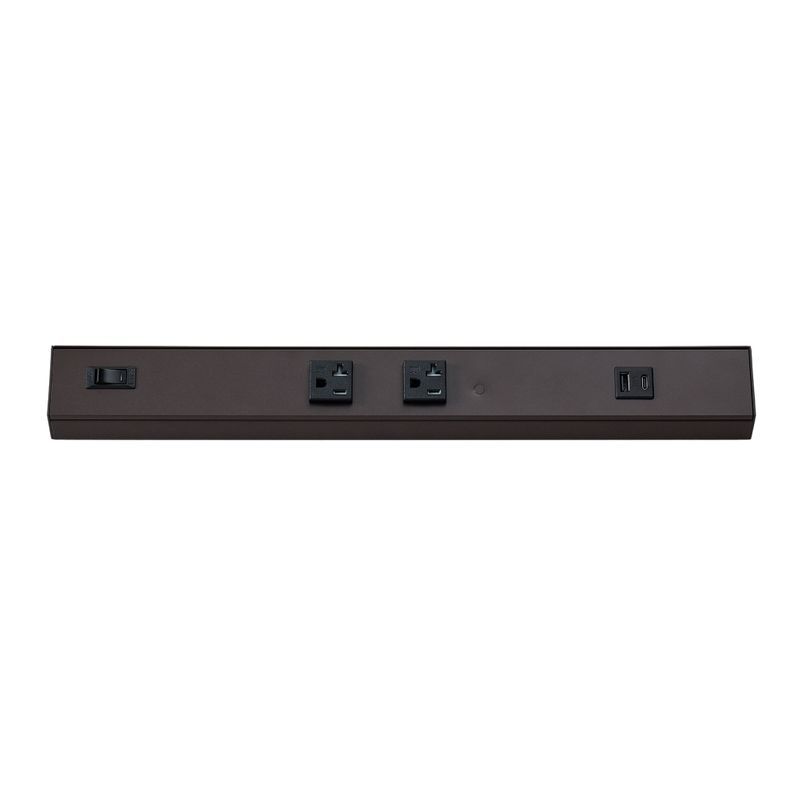 Westgate Mfg Angled Power Strip, 18 In., 2 Receptacle, 1 USB, 20A, Bronze, PSA-18-2R-1U-BR