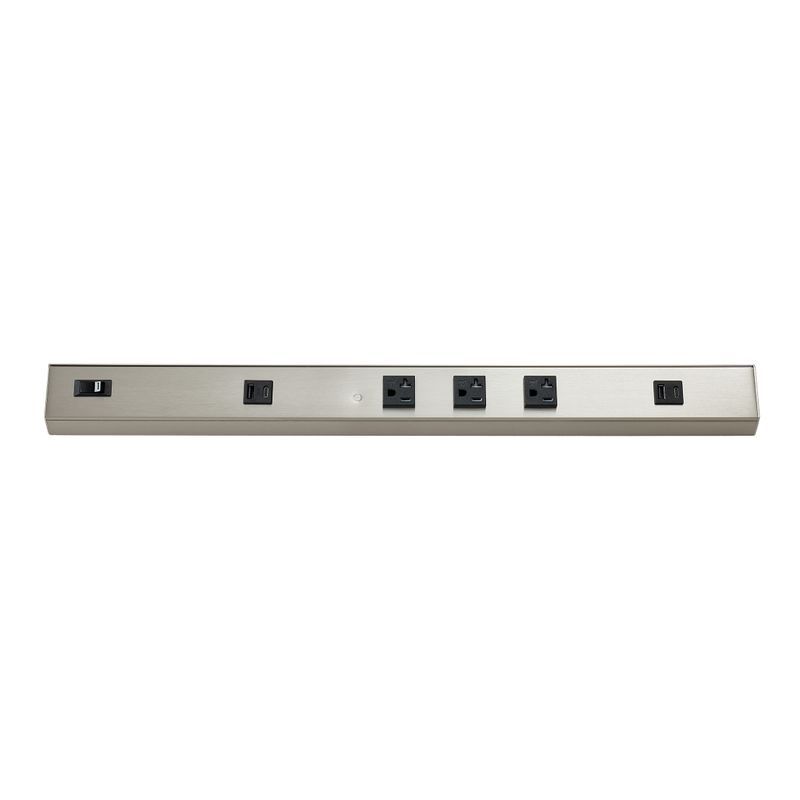 Westgate Mfg Power Strip, 24 In., 3-Receptacle, 2 USB, 20A, Black Nickel, PSA-24-3R-2U-BN