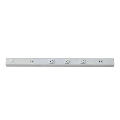 Westgate Mfg Power Strip, 30 In., 3-Receptacle, 2 USB, 20A, White, PSA-30-3R-2U-WH