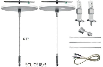 Westgate Mfg Double Suspension Kit, 6 Ft., Keyhole Connectors, T-Bar Clips, SJTW18/5 Cord, SCL-CS18/5