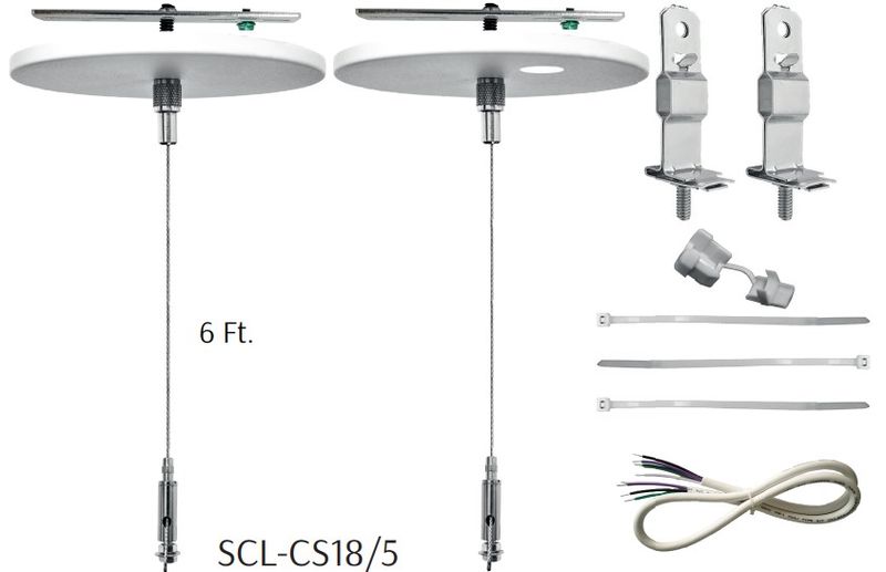Westgate Mfg Double Suspension Kit, 6 Ft., Keyhole Connectors, T-Bar Clips, SJTW18/5 Cord, SCL-CS18/5