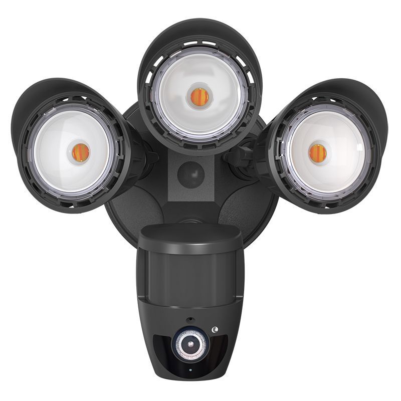 Westgate Mfg 3-Head LED Security Light, 30W, CCT Selectable, Built-in Camera, Black, SL-30W-MCT-BK-CAM
