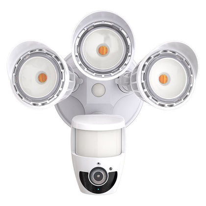 Westgate Mfg 3-Head LED Security Light, 30W, CCT Selectable, Built-in Camera, White, SL-30W-MCT-WH-CAM