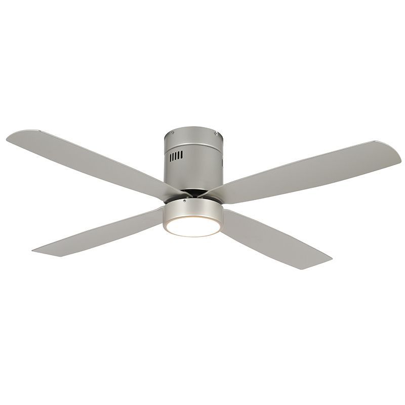 Westgate Mfg 52 In. 4-Blade Ceiling Fan and Light, 19W, 3000K, CRI90, Dimming, Brush Nickel, Silver Blades, WFL-118-WS-4B-52-30K-BN-S