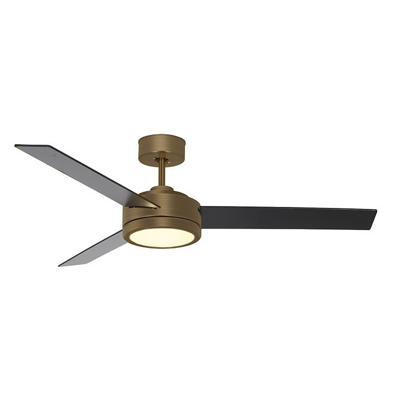 Westgate Mfg 52 In. DC Ceiling Fan with Light, 18W, CCT Selectable, CRI90, Remote, Antique Gold, Reversible Black/Grey Blades, WFL-DC-125-RC-3B-52-MCT5-AZ-BK