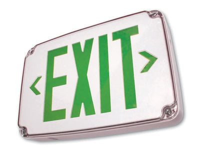 Westgate Mfg Wet Location LED Exit Sign, 3.8W, Single Face, Green Letters, Gray Panel, XT-WP-1GG-EM