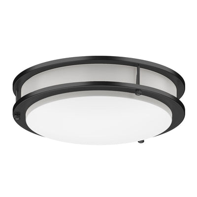 Westgate Mfg FDL 14 In. Double-Ring Flush Mount, 20W, CCT Selectable, TRIAC Dimming, Black, FDL-14-MCT5-BK