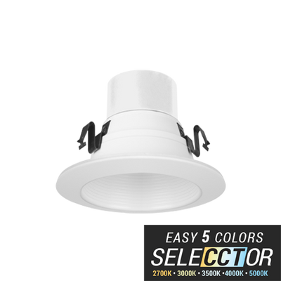 Elite Lighting REL437-CCT Series LED Retrofit Baffle Trim, Color SeleCCTor 2700K/3000K/3500K/4000K/5000K (White, 4")