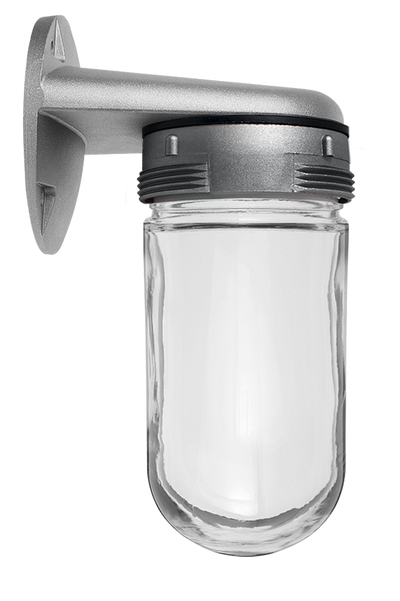 RAB Lighting VBR Vaporproof Wall Bracket, 150W, A19 Socket, Glass Globe, Natural, VBR100