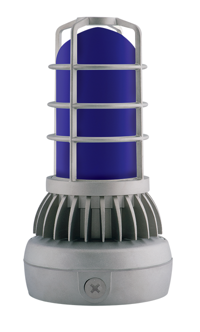 RAB Lighting VXLED Vapor Tight Fixture, 13W, Blue Frosted Globe, Natural, VXLED13DG/UP BLU