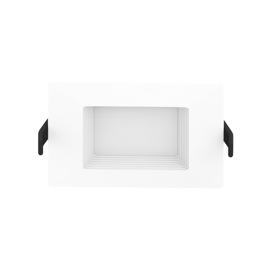 RAB Lighting 4" 9 Watt LED Edge-Lit Wafer Downlight, Square Baffle Trim, CCT Selectable, 120V, WFRL4S99FA120WB