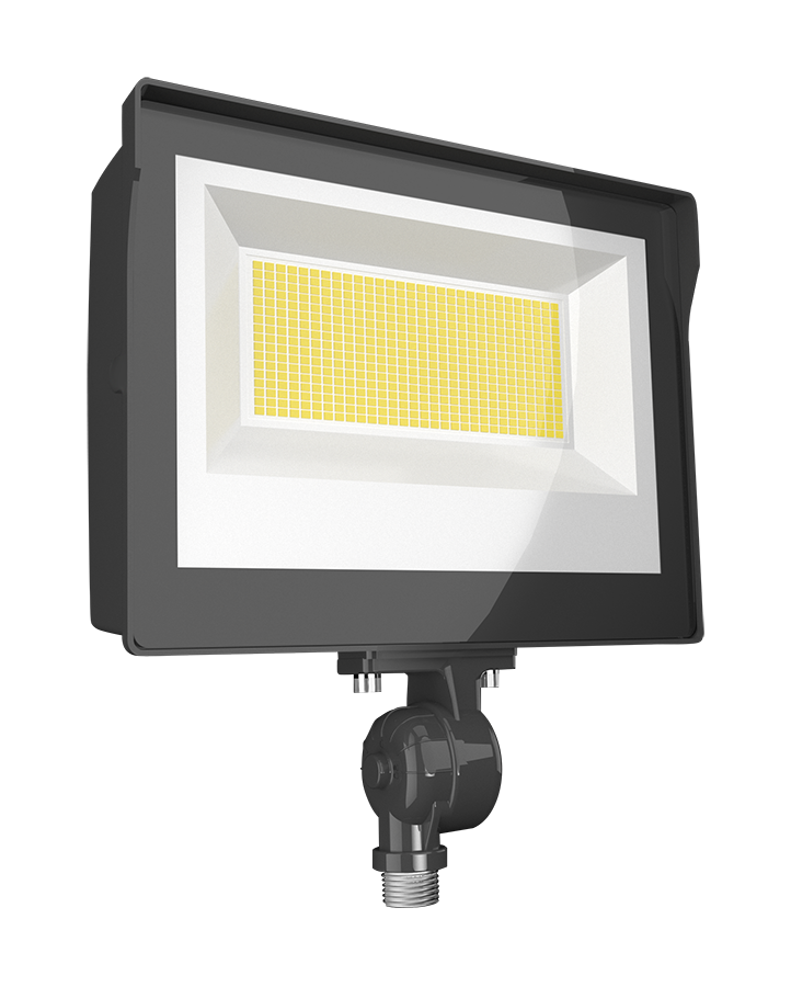 RAB Lighting X17 LED Flood Light, Knuckle Mount, Photocell, CCT Selectable, 3,891 thru 8,372 Lumens, 120-277V, Bronze, X17XFU60