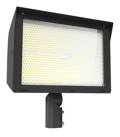 RAB Lighting X22 LED Flood Light, 500 | 450 | 420 | 380W, CCT Selectable, Slipfitter + Trunnion Mount, Photocell, 480V, Bronze, X22-500/480