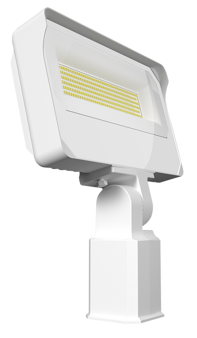 RAB Lighting X34 LED Flood Light, 70 | 80 | 90W, CCT Selectable, 10,313 thru 14,040 Lumens, Slipfitter Mount, Photocell, 120-277V, White, X34LW