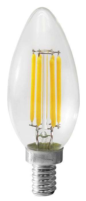 Westgate Mfg LED Filament Candelabra Bulb, 4W, 2700K, Dimmable, 360° Beam, E12, E12-FLA-5W-27K-D