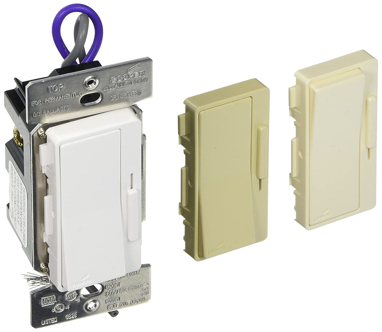 Eaton Controls Decorator 0-10V Dimmer 120/277V with Color Change Kit, Almond, White, Ivory DF10P-C1